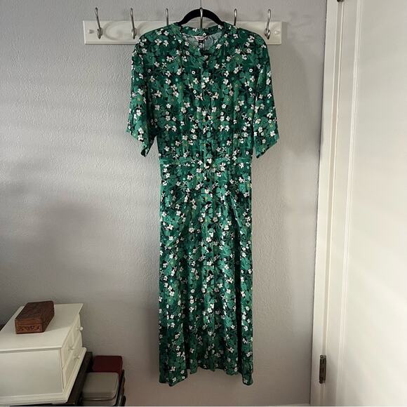 The Kit. Cobie Midi Shirtdress in Green Primrose - Picture 4 of 11